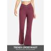 imagebaleaf Womens Fleece Lined Pants Winter Thermal Warm Flare Leggings Crossover Yoga Pants Bell Bottom with Pockets29wine