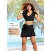 imagebaleaf Womens High Waisted Adjustable Drawstring Ruffle Swim Skirt Bottoms Modest Tummy Control Swim Skort with Pocket LinerBlack