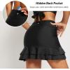 imagebaleaf Womens High Waisted Adjustable Drawstring Ruffle Swim Skirt Bottoms Modest Tummy Control Swim Skort with Pocket LinerBlack
