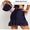 imagebaleaf Womens High Waisted Adjustable Drawstring Ruffle Swim Skirt Bottoms Modest Tummy Control Swim Skort with Pocket LinerDark Blue
