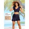 imagebaleaf Womens High Waisted Adjustable Drawstring Ruffle Swim Skirt Bottoms Modest Tummy Control Swim Skort with Pocket LinerDark Blue