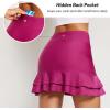 imagebaleaf Womens High Waisted Adjustable Drawstring Ruffle Swim Skirt Bottoms Modest Tummy Control Swim Skort with Pocket LinerRose Red