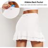 imagebaleaf Womens High Waisted Adjustable Drawstring Ruffle Swim Skirt Bottoms Modest Tummy Control Swim Skort with Pocket LinerWhite