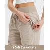 imagebaleaf Womens Joggers with Zip Pockets Hiking Pants Lightweight Quick Dry Water Resistant Track PantsKhaki