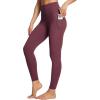 imagebaleaf Womens Leggings with Pockets Tummy Control Workout High Waisted Athletic Running 78 Ultra Soft Gym Yoga Ankle PantsWine