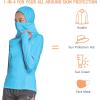imagebaleaf Womens Long Sleeve Rash Guard with Face Cover UPF 50 Swim Shirts Sun Hoddie Lightweight Quick Dry Hiking TopsBlue
