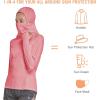 imagebaleaf Womens Long Sleeve Rash Guard with Face Cover UPF 50 Swim Shirts Sun Hoddie Lightweight Quick Dry Hiking TopsPeach
