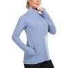 imagebaleaf Womens Long Sleeve Running Shirts UPF 50 Sun Protection Full Zip Athletic Jackets Lightweight Zipper PocketsBlue