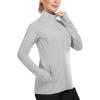 imagebaleaf Womens Long Sleeve Running Shirts UPF 50 Sun Protection Full Zip Athletic Jackets Lightweight Zipper PocketsGray