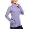 imagebaleaf Womens Long Sleeve Running Shirts UPF 50 Sun Protection Full Zip Athletic Jackets Lightweight Zipper PocketsPurple