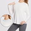 imagebaleaf Womens Long Sleeve Workout Tops Active Running Shirts Loose Fit Quick Dry Athletic SoftCrew Neckwhite