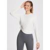 imagebaleaf Womens Long Sleeve Workout Tops Active Running Shirts Loose Fit Quick Dry Athletic SoftCrew Neckwhite