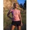 imagebaleaf Womens Running Shirts Short Sleeve Workout Athletic Tops Moisture Wicking Quick Dry Exercise Hiking UV Sun ShirtRose Red