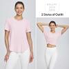 imagebaleaf Womens Short Sleeve Workout Shirts Tops Athletic Yoga Running Shirts Loose Fit with Side Slits Quick Dry TShirtsLight Pink