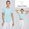 imagebaleaf Womens Short Sleeve Workout Shirts Tops Athletic Yoga Running Shirts Loose Fit with Side Slits Quick Dry TShirtsPastel Blue