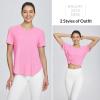 imagebaleaf Womens Short Sleeve Workout Shirts Tops Athletic Yoga Running Shirts Loose Fit with Side Slits Quick Dry TShirtsPink