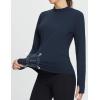 imagebaleaf Womens Thermal Shirts Fleece Lined Tops Long Sleeve Mock Neck Cold Weather Running Workout Gear Pocket ThumbholeNavyside Pocket