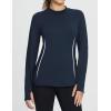 imagebaleaf Womens Thermal Shirts Fleece Lined Tops Long Sleeve Mock Neck Cold Weather Running Workout Gear Pocket ThumbholeNavyside Pocket