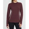 imagebaleaf Womens Thermal Shirts Fleece Lined Tops Long Sleeve Mock Neck Cold Weather Running Workout Gear Pocket ThumbholeWine Redside Pocket