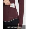 imagebaleaf Womens Thermal Shirts Fleece Lined Tops Long Sleeve Mock Neck Cold Weather Running Workout Gear Pocket ThumbholeWine Redside Pocket