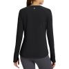imagebaleaf Womens Thermal Tops Fleece Lined Shirts Long Sleeve Cold Weather Running Gear Workout Zipper Pocket Thumbholes01black