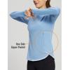 imagebaleaf Womens Thermal Tops Fleece Lined Shirts Long Sleeve Cold Weather Running Gear Workout Zipper Pocket Thumbholes01blue