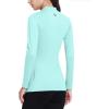 imagebaleaf Womens Thermal Tops Fleece Shirts Running Workout Athletic Base Layer Warm Cold Weather Gear Mock NeckAquamock Neck