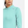 imagebaleaf Womens Thermal Tops Fleece Shirts Running Workout Athletic Base Layer Warm Cold Weather Gear Mock NeckAquamock Neck
