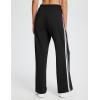 imagebaleaf Womens Track Pants Athletic Running Pants Sweatpants Straight Leg Zipper Pockets Sports Jogging Striped Loose FitBlackWhite