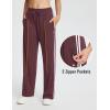 imagebaleaf Womens Track Pants Athletic Running Pants Sweatpants Straight Leg Zipper Pockets Sports Jogging Striped Loose FitRed Winezipper Pockets