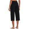 imagebaleaf Womens Wide Leg Capris Yoga Cotton Crop Pockets Summer Capri Sweatpants Loose Lounge Casual Workout PantsRegularblack