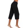 imagebaleaf Womens Wide Leg Capris Yoga Cotton Crop Pockets Summer Capri Sweatpants Loose Lounge Casual Workout PantsRegularblack