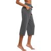 imagebaleaf Womens Wide Leg Capris Yoga Cotton Crop Pockets Summer Capri Sweatpants Loose Lounge Casual Workout PantsRegularcharcoal