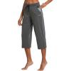 imagebaleaf Womens Wide Leg Capris Yoga Cotton Crop Pockets Summer Capri Sweatpants Loose Lounge Casual Workout PantsRegularcharcoal