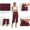 imagebaleaf Womens Wide Leg Capris Yoga Cotton Crop Pockets Summer Capri Sweatpants Loose Lounge Casual Workout PantsRegularhot Pink