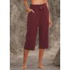 imagebaleaf Womens Wide Leg Capris Yoga Cotton Crop Pockets Summer Capri Sweatpants Loose Lounge Casual Workout PantsRegularhot Pink