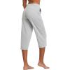 imagebaleaf Womens Wide Leg Capris Yoga Cotton Crop Pockets Summer Capri Sweatpants Loose Lounge Casual Workout PantsRegularlight Gray