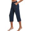 imagebaleaf Womens Wide Leg Capris Yoga Cotton Crop Pockets Summer Capri Sweatpants Loose Lounge Casual Workout PantsRegularnavy Blue