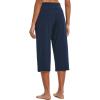 imagebaleaf Womens Wide Leg Capris Yoga Cotton Crop Pockets Summer Capri Sweatpants Loose Lounge Casual Workout PantsRegularnavy Blue