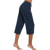 imagebaleaf Womens Wide Leg Capris Yoga Cotton Crop Pockets Summer Capri Sweatpants Loose Lounge Casual Workout PantsRegularnavy Blue