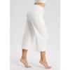 imagebaleaf Womens Wide Leg Capris Yoga Cotton Crop Pockets Summer Capri Sweatpants Loose Lounge Casual Workout PantsRegularwhite
