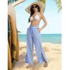 imagebaleaf Womens Wide Leg Swim Pants UPF50 Long Beach Pants High Waisted Lightweight Quick Dry Flowy Swim Capris with PocketsLight Blue