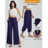 imagebaleaf Womens Wide Leg Swim Pants UPF50 Long Beach Pants High Waisted Lightweight Quick Dry Flowy Swim Capris with PocketsNavy Blue