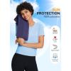imagebaleaf Womens Workout Tops Athletic Shirts Cropped Short Sleeve Split Back Running Gym Quick Dry Sun Protection UPF 50Light Blue