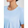 imagebaleaf Womens Workout Tops Athletic Shirts Cropped Short Sleeve Split Back Running Gym Quick Dry Sun Protection UPF 50Light Blue
