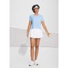 imagebaleaf Womens Workout Tops Athletic Shirts Cropped Short Sleeve Split Back Running Gym Quick Dry Sun Protection UPF 50Light Blue