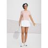 imagebaleaf Womens Workout Tops Athletic Shirts Cropped Short Sleeve Split Back Running Gym Quick Dry Sun Protection UPF 50Pink