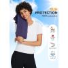 imagebaleaf Womens Workout Tops Athletic Shirts Cropped Short Sleeve Split Back Running Gym Quick Dry Sun Protection UPF 50White