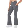 imagebaleaf Girls Flare Leggings Cross High Waisted Bootcut Yoga Dance Pants Kids Bell Bottoms Leggings with PocketsGrey