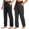 imagebaleaf Mens Sweatpants Casual Lounge Cotton Pajama Yoga Pants Open Bottom Straight Leg Male Sweat Pants with PocketsBblackCharcoal